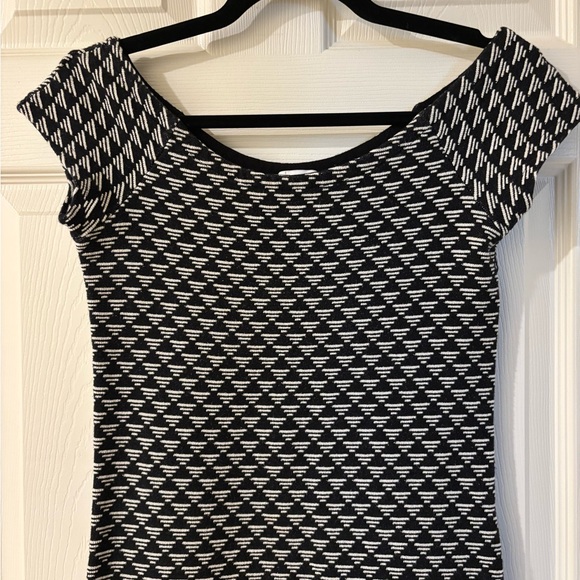Zara Black and White Geometric Midi Dress Large - Picture 3 of 7